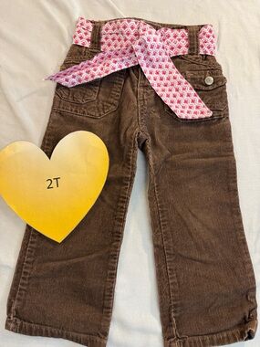 Old Navy - corduroy pants with wide tie  belt. Size 2T